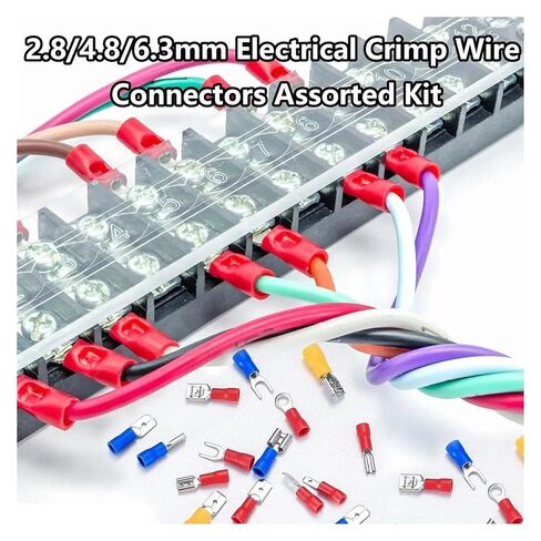 fengpeng 280PCS 2.8mm 4. 6.3mm Male and Female Spade Connector kit, 15 Types Crimp Terminals Electrical Connectors in Kuwait