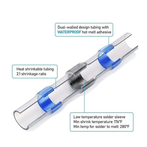 fengpeng 100pcs Welding Sealing Wire Connector,Heat Shrink Docking,Marine Waterproof Wiring,Electrical Cable Splicing Terminal in Kuwait