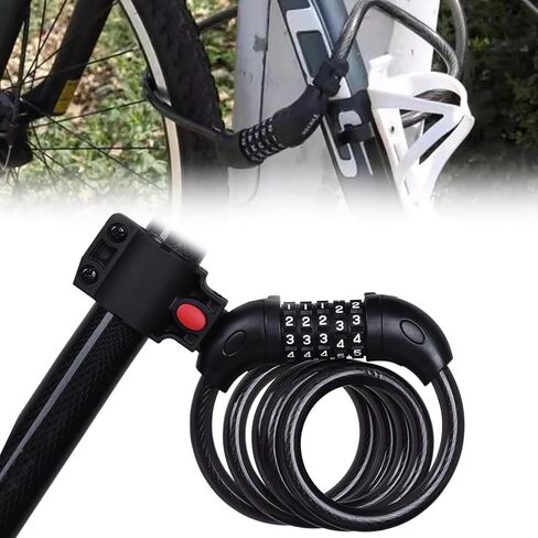 Bike Lock Cable, 5ft, Bike Lock with Combination, Suitable for Bicycles, Electric Scooters, Ebikes (Black-11mm) (Black) in Kuwait