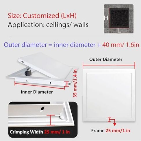 Customizable 15.7x17.7 Heavy-Duty Wall Access Panel - Push-to-Open Inspection Hatch for Drywall/Ceiling, Durable Maintenance Door, Stylish Cover Plate in Kuwait