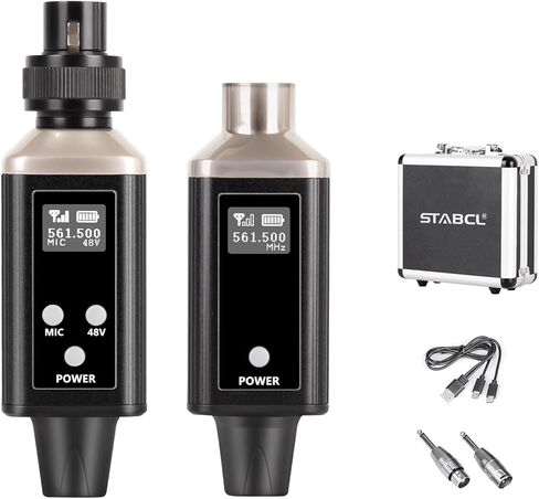 جهاز إرسال واستقبال XLR لاسلكي UHF مع حقيبة حمل، محول ميكروفون لاسلكي احترافي XLR للميكروفونات الديناميكية والمكثفة ونظام خلاط الصوت Pa، قابل لإعادة الشحن، نطاق 200 قدم in Kuwait