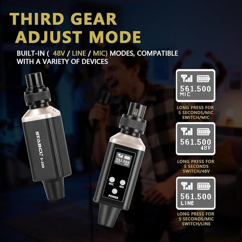 جهاز إرسال واستقبال XLR لاسلكي UHF مع حقيبة حمل، محول ميكروفون لاسلكي احترافي XLR للميكروفونات الديناميكية والمكثفة ونظام خلاط الصوت Pa، قابل لإعادة الشحن، نطاق 200 قدم in Kuwait