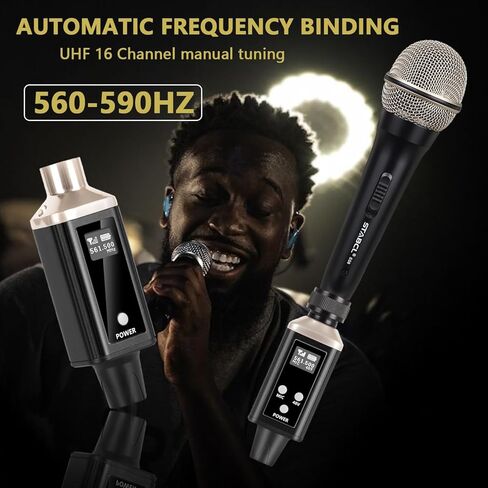 جهاز إرسال واستقبال XLR لاسلكي UHF مع حقيبة حمل، محول ميكروفون لاسلكي احترافي XLR للميكروفونات الديناميكية والمكثفة ونظام خلاط الصوت Pa، قابل لإعادة الشحن، نطاق 200 قدم in Kuwait