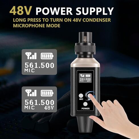 جهاز إرسال واستقبال XLR لاسلكي UHF مع حقيبة حمل، محول ميكروفون لاسلكي احترافي XLR للميكروفونات الديناميكية والمكثفة ونظام خلاط الصوت Pa، قابل لإعادة الشحن، نطاق 200 قدم in Kuwait