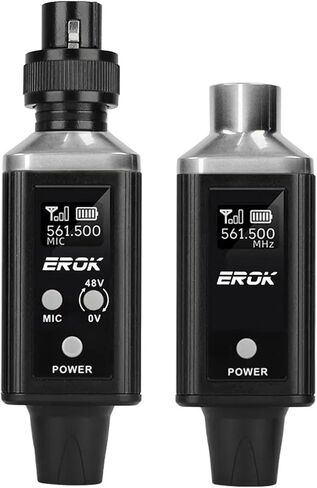 EROK Wireless XLR Transmitter & Receiver, 16-Channel 200FT Range Mic System Supports 48V Phantom Power, Adapter for Dynamic Mics/PA/Mixer (MW-6,Black) in Kuwait