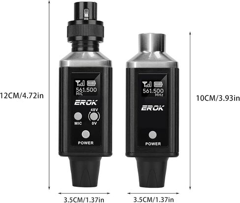 EROK Wireless XLR Transmitter & Receiver, 16-Channel 200FT Range Mic System Supports 48V Phantom Power, Adapter for Dynamic Mics/PA/Mixer (MW-6,Black) in Saudi Arabia