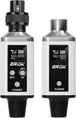 EROK Wireless XLR Transmitter & Receiver, 16-Channel 200FT Range Mic System Supports 48V Phantom Power, Adapter for Dynamic Mics/PA/Mixer (MW-6,Black) in Saudi Arabia