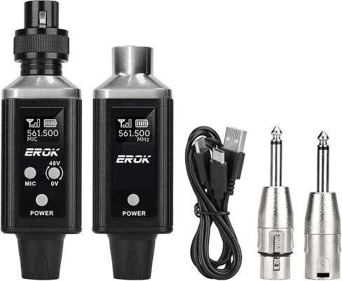 EROK Wireless XLR Transmitter & Receiver, 16-Channel 200FT Range Mic System Supports 48V Phantom Power, Adapter for Dynamic Mics/PA/Mixer (MW-6,Black) in Saudi Arabia