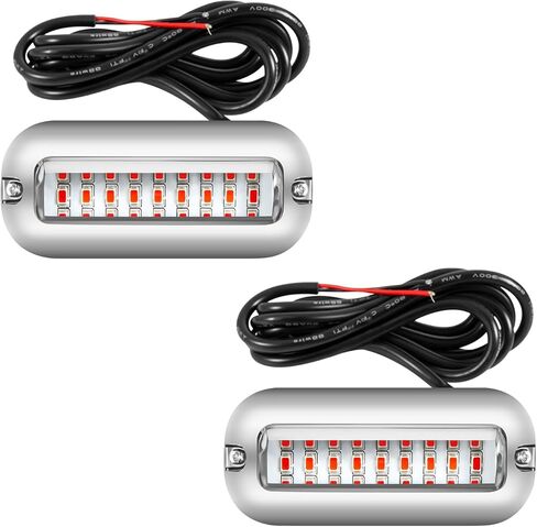 أضواء القارب البحرية LED، سطح جبل 4 بوصة تحت الماء ضوء المقصورة تحت الماء، ضوء مرساة مقاوم للماء من الفولاذ المقاوم للصدأ لصيد الأسماك العائمة، قوارب الكاياك واليخوت الشراعية، 12 فولت تيار مستمر، قطعتان، أبيض in Kuwait