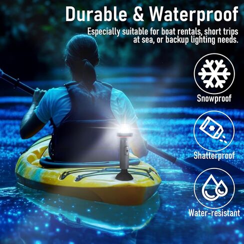مصباح VIHOSE المحمول LED Stern مع كوب شفط يعمل بالبطارية القوس / ضوء ملاحة صارم 100، 000 ساعة LED مفتاح محكم الغلق للخدمة الشاقة لصيد الأسماك بالتجديف الليلي in Saudi Arabia