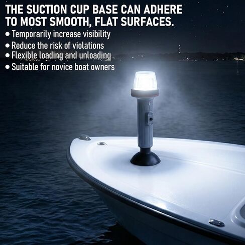 مصباح VIHOSE المحمول LED Stern مع كوب شفط يعمل بالبطارية القوس / ضوء ملاحة صارم 100، 000 ساعة LED مفتاح محكم الغلق للخدمة الشاقة لصيد الأسماك بالتجديف الليلي in Saudi Arabia