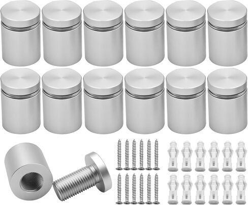 3/4 in. x 3/4 in. Solid Aluminum sign standoffs advertising screws fixings wall mounts support bolts for acrylic frame picture billboard glass posters signs display 12PCS (Satin chrome anodized) in Saudi Arabia