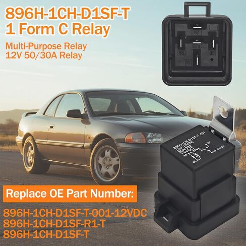 896H-1CH-D1SF-T Relay (Pack of 2) - 50A SPDT 1 Form C, 12V DC Coil, Silver Tin Oxide Contacts, Quick Connect Terminal - Replace 896H-1CH-D1SF-T-001-12VDC 896H-1CH-D1SF-R1-T AZ9731-1C-12DC4 in Kuwait