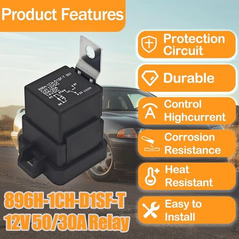896H-1CH-D1SF-T Relay (Pack of 2) - 50A SPDT 1 Form C, 12V DC Coil, Silver Tin Oxide Contacts, Quick Connect Terminal - Replace 896H-1CH-D1SF-T-001-12VDC 896H-1CH-D1SF-R1-T AZ9731-1C-12DC4 in Kuwait