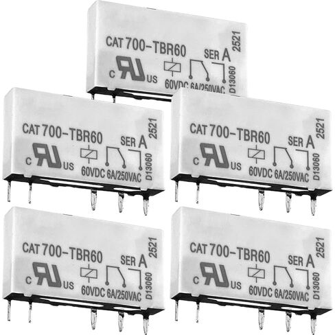 5 عبوات CAT700-TBR60 مرحل 5 دبابيس - 60VDC 6A/250VAC DIN مرحل صناعي للوحات التحكم وأنظمة التشغيل الآلي والخزائن الكهربائية in Saudi Arabia