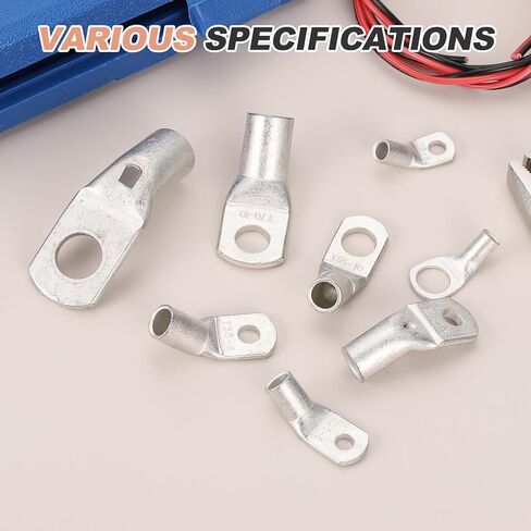 MECCANIXITY 2/0 AWG - 7/16" Copper Wire Lugs, 45 Degree Bent Battery Cable Ends Battery Lugs Ring Terminals Connectors Bare Copper Eyelet for Marine Electrical Supplies (Silver, 5Pcs) in Saudi Arabia