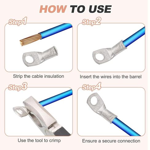 MECCANIXITY 2/0 AWG - 7/16" Copper Wire Lugs, 45 Degree Bent Battery Cable Ends Battery Lugs Ring Terminals Connectors Bare Copper Eyelet for Marine Electrical Supplies (Silver, 5Pcs) in Saudi Arabia