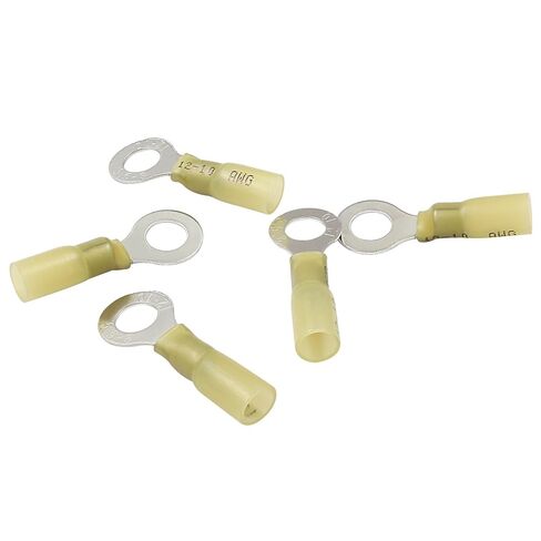 Hordion 100 قطعة من أطراف الحلقة المنكمشة بالحرارة 5/16 بوصة، M8 أصفر 12-10 AWG موصلات كهربائية مقاومة للماء ومعزولة موصلات طرفية للسيارات والصوت in Saudi Arabia