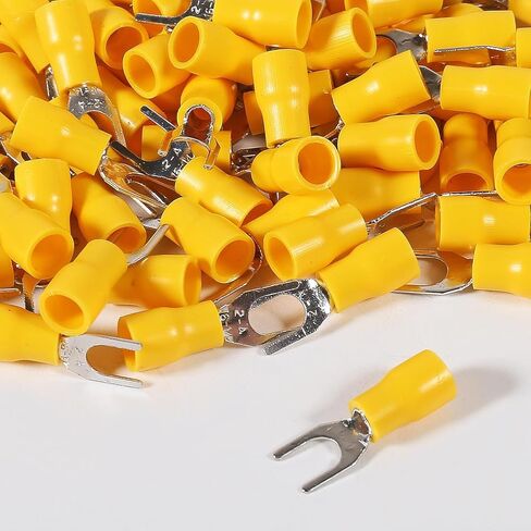 100Pcs 16-14AWG Insulated Terminals Ring Electrical Wire Crimp Connectors - Yellow in Saudi Arabia