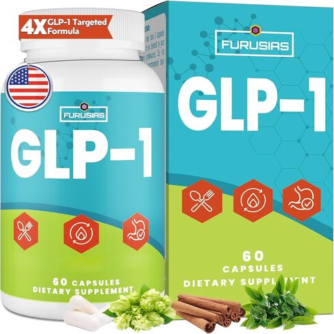GLP-1, 16 in 1 GLP-1 Supplement for Women & Men, 4X GLP-1 Targeted Formula with Hops, Green Tea Extract & Cinnamon Bark, GLP for Gut, Digestion & Overall Health, Vegan, 60 Caps in Saudi Arabia