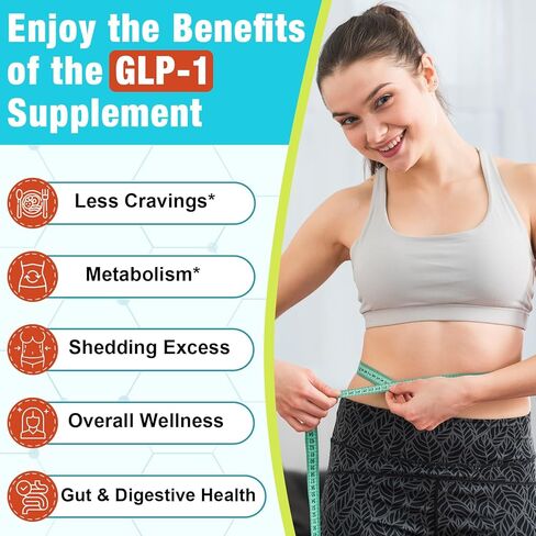 GLP-1, 16 in 1 GLP-1 Supplement for Women & Men, 4X GLP-1 Targeted Formula with Hops, Green Tea Extract & Cinnamon Bark, GLP for Gut, Digestion & Overall Health, Vegan, 60 Caps in Saudi Arabia