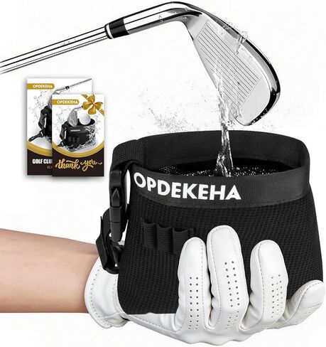 Golf Ball and Club Cleaning Bag, 3-Layer Golf Ball Cleaner Pouch with Waffle Cloth Towel, Waterproof PVC Liner, High Cleanliness Soft Silver Wire, Golf Club Cleaning Bag Accessories with 3 Tee Holder in Kuwait