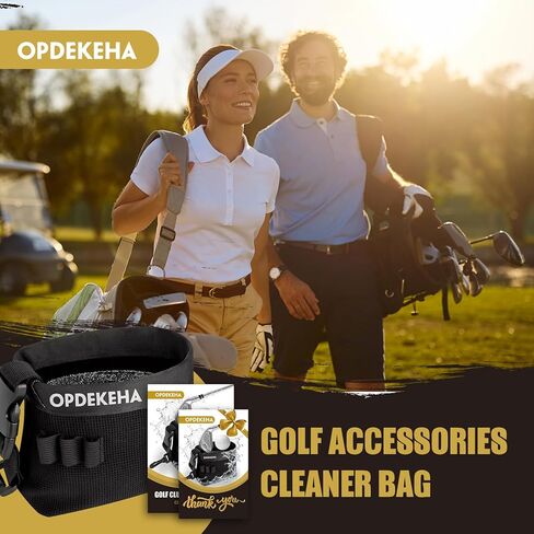 Golf Ball and Club Cleaning Bag, 3-Layer Golf Ball Cleaner Pouch with Waffle Cloth Towel, Waterproof PVC Liner, High Cleanliness Soft Silver Wire, Golf Club Cleaning Bag Accessories with 3 Tee Holder in Kuwait