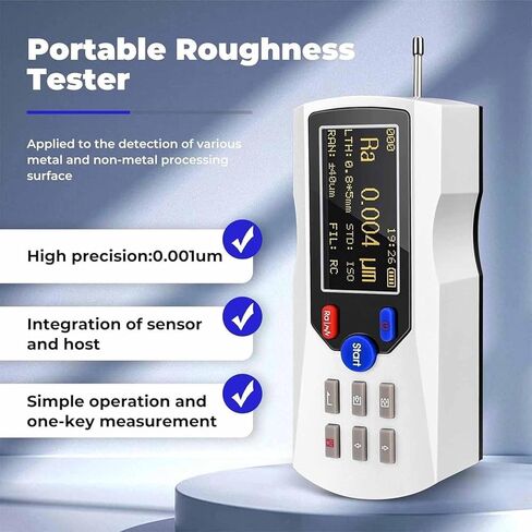 ERICAT Metal Roughness Measuring Instrument, Handheld Surfaces Roughness Tester Meter with 13 Parameters, 160 Μm Measuring Range and High Precision 0.001μm, Suitable for Roughness Detection in Saudi Arabia
