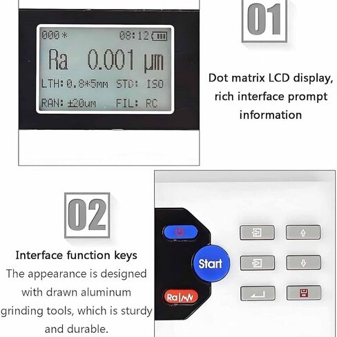 ERICAT Metal Roughness Measuring Instrument, Handheld Surfaces Roughness Tester Meter with 13 Parameters, 160 Μm Measuring Range and High Precision 0.001μm, Suitable for Roughness Detection in Saudi Arabia