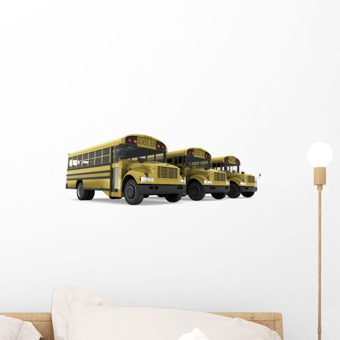 Wallmonkeys School Buses Wall Decal Peel and Stick Graphic WM93149 (18 in W x 12 in H) in Saudi Arabia