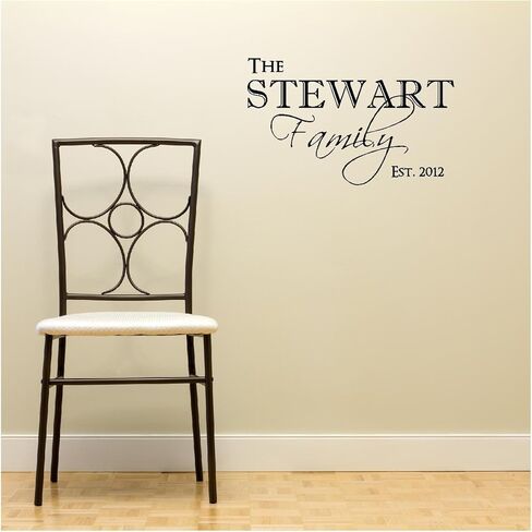 The Stewart (اسم الإدخال المخصص) Family EST 2012 (سنة الإدخال) ملصقات حائط من الفينيل للمنزل أقوال وكلمات ديكور فني حروف من الفينيل فن جداري ملهم in Kuwait