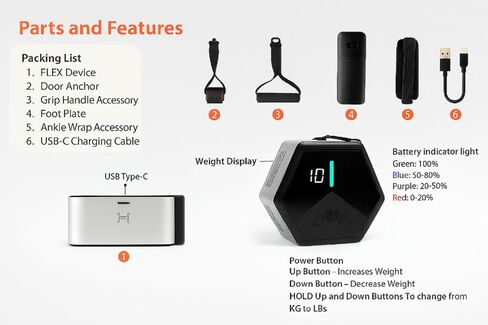 in Motion Flex USB Rechargeable Smart Home Gym Equipment | Portable Compact Digital Cable Machine Adjustable Motor Resistance 5–66LB | Compact Strength Training for Full Body Workout Travel & Fitness in Saudi Arabia