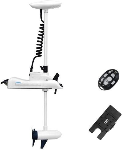 AQUOS Haswing White 12V 55LBS 54inch Bow Mount Trolling Motor with 2.4G Remote Control, Quick Release Bracket for Inflatable Boat Kayak Bass Boat Aluminum Boat Fishing Freshwater and Saltwater Use in Kuwait