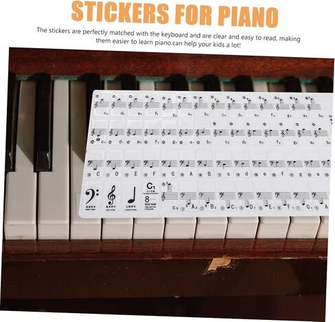 BESTonZON 1Sheet Beginner Piano Stickers Adhesive Keyboard Labels for Keys Decals for Easy Learning for Piano Teaching in Saudi Arabia