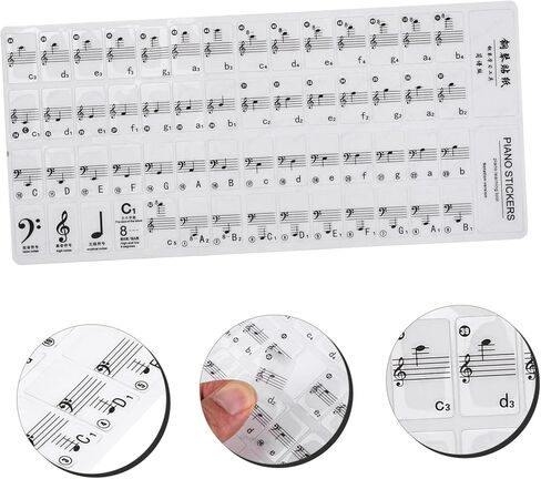 BESTonZON 1Sheet Beginner Piano Stickers Adhesive Keyboard Labels for Keys Decals for Easy Learning for Piano Teaching in Saudi Arabia