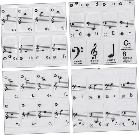 BESTonZON 1Sheet Beginner Piano Stickers Adhesive Keyboard Labels for Keys Decals for Easy Learning for Piano Teaching in Saudi Arabia