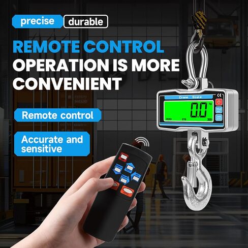 Fockety Digital Crane Scale, 2000kg 4400lbs Industrial Hanging Scale LCD Display Crane 0.8 Inch 5 Digit Mini with Hooks for Farm Fishing Outdoor in Saudi Arabia