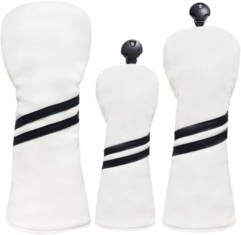 Scott Edward 3 PCS Golf Club Covers Pu Golf Headcovers Golf Club Protector Fit Well Driver و Fairway Wood Fit معظم نوادي الجولف الأسود الأبيض in Saudi Arabia