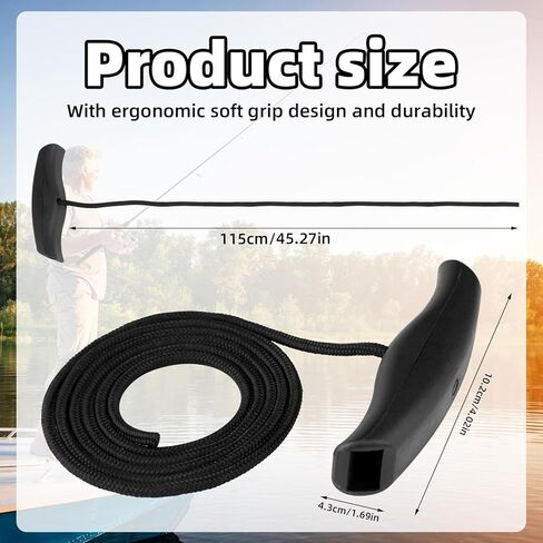 2pcs MKA-45 Trolling Motor Rope Handle Replacement for Minn Kota Maxxum & Edge, Heavy-Duty Nylon Lift & Release Rope with Ergonomic Handle (Black) in Kuwait