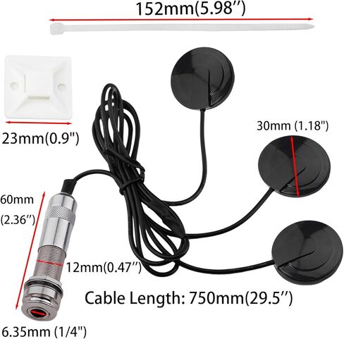 1pcs Piezo Pickup Transducer, 3in1 Microphone Contact Acoustic Preamp, 1/4 Inch Self-Adhesive Piezo Pickups Transducer for for Acoustic Guitar in Kuwait