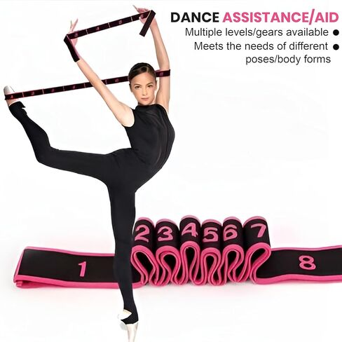 Stretching Strap - Yoga Stretch Belt with 8 Loops, Multi-Segment Design & Storage Bag - Elastic Exercise Strap for Physical Therapy, Home Workout, Pilates in Saudi Arabia