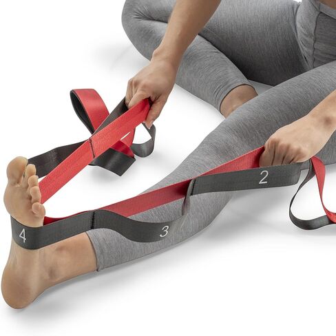 حزام يوجا ممتاز من Sunny Health & Fitness مع 8 حلقات قبضة فردية - حزام متين من البوليستر مقاس 75 بوصة × 1.5 بوصة للمرونة والعلاج الطبيعي والبيلاتيس وتمارين الجسم بالكامل in Saudi Arabia