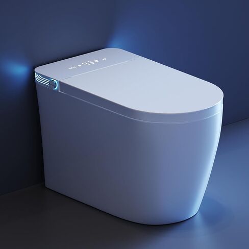 Smart Toilet with Heated Seat & Auto Flushing, Slow Close, Night Light, Remote Control, Water-Saving Siphon Dual Flush, Emergency Flush, UL Certified Safety in Kuwait