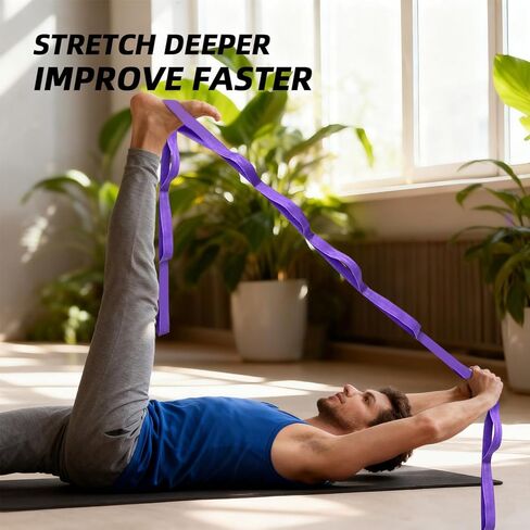 حزام يوجا قابل للتمدد مع حلقات من إيزيا، حزام يوجا غير مرن للعلاج الطبيعي وإعادة التأهيل المنزلي، حزام تمرين التنقل للبيلاتيس والرقص والجمباز in Kuwait