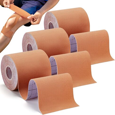 3 حزمة شريط علم الحركة ، تدعم العضلات المقاومة للماء شريط الرياضة اللاصقة لتخفيف الألم ، شريط رياضي من القطن الخالي من اللاتكس للمفاصل ، الركبة ، الكاحل ، الكتف ، المعصم - تان 3 بوصة 5.5yd in Kuwait