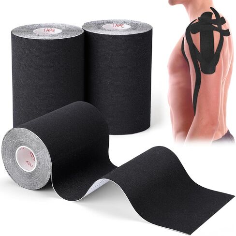 3 Pack Kinesiology Tape, Water Resistant Muscle Support Adhesive Sport Tape for Pain Relief, Latex Free Cotton Elastic Athletic Tape for Joints, Knee, Ankle, Shoulder, Wrist - Tan 3in 5.5yd in Kuwait