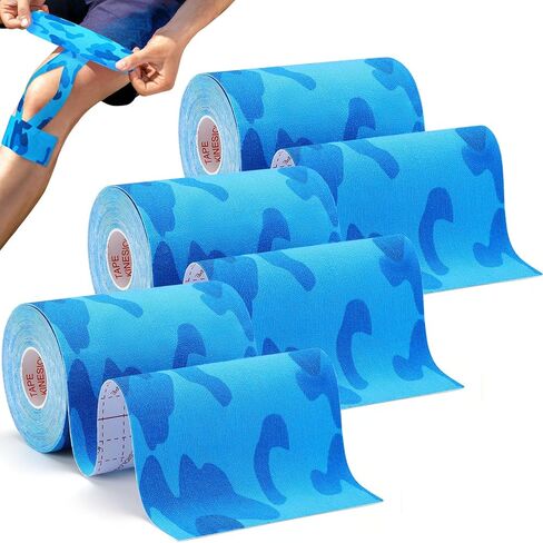 3 Pack Kinesiology Tape, Water Resistant Muscle Support Adhesive Sport Tape for Pain Relief, Latex Free Cotton Elastic Athletic Tape for Joints, Knee, Ankle, Shoulder, Wrist - Tan 3in 5.5yd in Kuwait