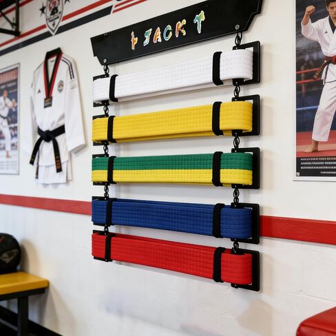 Metal Belt Display Rack-Holds|Durable Martial Arts Belt Display|Easy Assembly BJJ Belt Display & Taekwondo Belt Display in Saudi Arabia