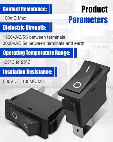 2 Pcs RK1-11 Rocker Switch 16A 125/250VAC 2 Pins 2 Positions for Automobiles Ships Household Appliances, Black in Saudi Arabia