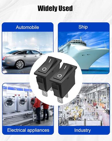2 Pcs RK1-11 Rocker Switch 16A 125/250VAC 2 Pins 2 Positions for Automobiles Ships Household Appliances, Black in Saudi Arabia